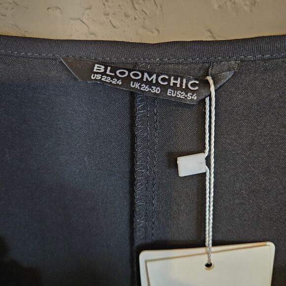 Bloomchic Lace Laser Cut Trim Button Front Blouse Black Whimsigoth Plus Sz 22 24 - Picture 8 of 10